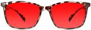 TIJN Sleep Glasses for 99.9% Blue Green Light Blocking Dual AR Coatings Red Lens for Computer Gaming Reduce Eyestrain, TR90, Clear
