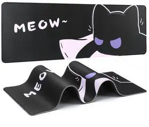 YUNZII Keynovo Gaming Mouse Pad, Large Mouse Pad, Non-Slip 4mm Laptop Gaming Desk Pad for Office and Home(Cool cat, 31.49'' x 11.8'')