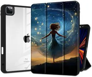 Batianda Case for 13-inch iPad Pro 2024 Case M4 Chip Model A2925 [Built-in Pencil Holder] Shockproof Cover with Clear Transparent Back Shell Soft TPU Bumper,Auto Sleep/Wake, Stargazer