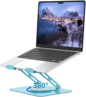 ALASHI Laptop Stand for Desk with 360deg Rotating Base, Multi-Angle Adjustable Laptop Stands, Foldable Laptop Riser Compatible with 10 to 15.6 Inches PC Computer, Blue