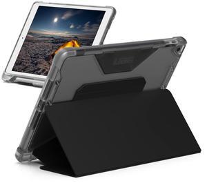 URBAN ARMOR GEAR UAG Designed for iPad 10.2 Case iPad 9th Generation 2021 iPad 8th Generation 2020, Black/Ice, Rugged Clear Multi-Angle Viewing Folio Stand with Pencil Holder Plyo Protective Cover