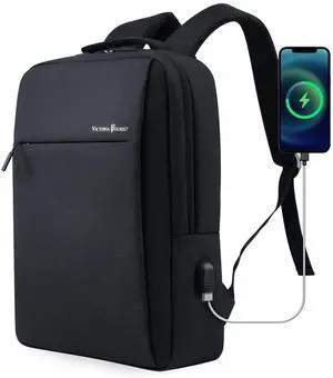 Victoriatourist Laptop Backpack 17 Inch, Business Slim Durable Laptops Travel Backpacks with USB Charging Port, College Backpacks Computer Bag Gifts for Men and Women Fits Notebook (Black)