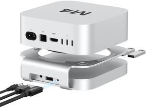 Akkyajaure 40Gbps USB4 Hub & Stand for Mac mini M4/M4 Pro, All-Aluminum Docking Station with 40Gbps M.2 SSD (NVMe PCle) Enclosure, 3*USB 2.0, 3.5mm Audio, USB4 Host | Mac mini M4 USB-4 Dock