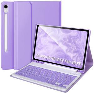 Keyboard Case for Samsung Galaxy Tab S9 FE 10.9"/ S9 11" 2023,Case with Keyboard for Samsung S9 FE with S Pen Holder,Detachable Wireless Bluetooth Keyboard for Galaxy S9 11" Auto Wake/Sleep, Purple