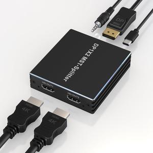 DisplayPort to Dual HDMI Adapter DP to HDMI Splitter for Dual Monitors - 4K@60Hz Displayport to HDMI Splitter Extended Display MST 1 in 2 Out Hub for PC, Graphic Card and More
