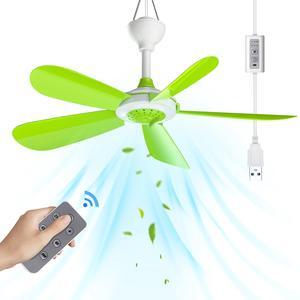 bestmoument RVs USB Plug In Powered Ceiling Fan with Remote - 3 Speeds, Timer, 5 Blades, Compact DC Motor, Ideal for Camping, Dorms,Tents, Canopy, Gazebo,Beach,Hanging,Home Use, (fg10-42U)