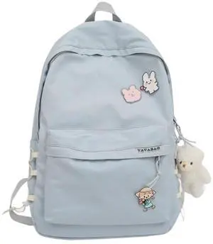 BILIPOPX Kawaii Backpack with Cute Accessories Aesthetic 15.6 Inch Laptop Backpack Pin Plush Pendant (Blue,Single Backpack)