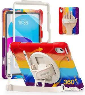 BRAECN for iPad (A16) 11th/10th Generation case 11/10.9 inch 2025/2022 Heavy Duty Shockproof Protective with Pencil Holder Screen Protector 360degRotating Stand Handle & Shoulder Strap Full Body Cover