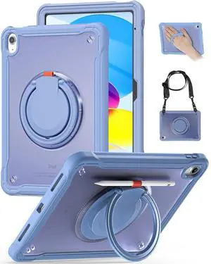 BRAECN for iPad (A16) 11th/10th Generation Case 11 inch 2025/10.9'' 2022 Handle Protective Cover 360 Rotating Ring Stand, Shockproof Dropproof Case for Kids Kickstand & Pencil Holder & Shoulder Strap