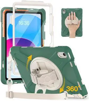 BRAECN Case for iPad 11th(A16 2025)/10th(2022) Generation 11''/10.9'' Heavy Duty Screen Protector 360deg Rotating Stand Handle Shockproof Drop Protection Shouler/Hand Strap Durable Kids-Friendly