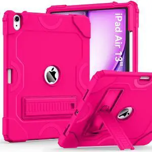 Cantis Case for iPad Air 13 Inch (M3) 2025/ for iPad Air 13-inch (M2) 2024 with Pencil Holder, Heavy Duty Shockproof Case for i Pad Air 13" Supports Pencil Pro and Pencil (USB-C), Hot Pink