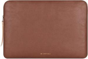 Comfyable Slim Protective Laptop Sleeve 14 Inch Snugly Compatible with MacBook Pro 14-inch M4 M3 M2 M1 Pro/Max 2024, PU Leather Bag Waterproof Cover Notebook Computer Case for Mac, Brown