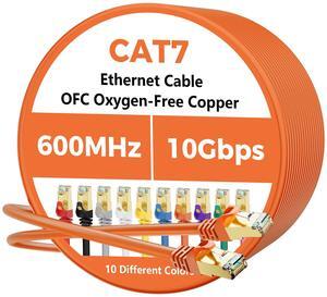 Cat 7 Ethernet Cable 100 FT, 10Gbps High Speed Internet Cord, SFTP Shielded, OFC Pure Copper, CAT7 RJ45 LAN Network Cable Compatible with PC, Laptop, PS5, Xbox Modem, Router, PoE, Orange Cable Cat 7 Ethernet Cable 100 FT, 10Gbps High Speed Internet Cord, SFTP Shielded, OFC Pure Copper, CAT7 RJ45 LAN Network Cable Compatible with PC, Laptop, PS5, Xbox Modem, Router, PoE, Orange Cable