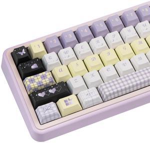 COOMICKEY PBT Keycaps - Purple, Black, White Custom Anime Keycaps, Cherry Profile for 61/68/84/87/82/100 Cherry Gateron MX Switches Mechanical Keyboard
