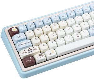 COOMICKEY PBT Keycaps 132 Keys MOA Profile Cute Keycaps Dye-Sublimation Blue Keycap Sea Salt Chocolate Theme Keycap Set Custom Key Cap for Cherry Gateron MX Swithes Mechanical Keyboards