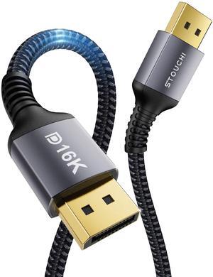 Stouchi DisplayPort Cable - 16FT/5M, 80Gbps, 16K@60Hz, 4K@144Hz, 5K@60Hz, 1080P@240Hz, FreeSync, G-Sync, HDR10 for Gaming Monitor & Graphics Card