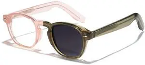 Cyxus Photochromic Glasses Both Frames and Lenses Color Changing with Blue Light Blocking UV Protection(8230i51 Pink to Green)