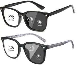 Cyxus 2 Pack Photochromic Glasses Men Women UV Protection with Blue Light Blocking