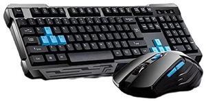 Wireless Keyboard and Mouse Combo, 2.4GHz Cordless USB Computer Keyboard Ergonomic Multimedia and Wireless Optical Mice Set for Home Office Study Gaming Use (Black)