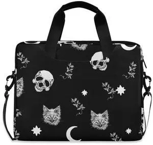 Skull Cat Moon Laptop Case 15.6 inch Computer Bag Waterproof Laptop Briefcase Laptop Bag for Women & Men