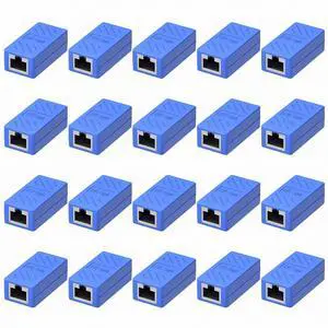 Dingsun RJ45 Coupler, Ethernet Extender Female to Female Ethernet Coupler for Cat7/ Cat6/ Cat5/ Cat5e(20Pack, Blue)
