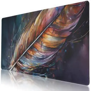 Colorful Feather Mouse Mouse Pad - Non-Slip XL Gaming Mat for Office and Home, 35.5 x 16 Inch