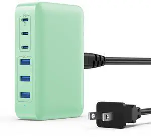 GKUTW USB C Charger Block, GaN III 8-Port USB C Fast Charging Station PPS PD 65W Laptop Charger Adapter Compatible with MacBook Pro/Air,DELL,HP Surface,iPhone 15/Pro/14/13,Galaxy S23,Light Green