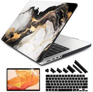DONGKE for M4 MacBook Pro 16 Inch Case 2024 2023 2021 A3403 A3186 M3 A2991 M2 A2780 M1 A2485 Pro/Max Chip, Plastic Hard Shell Case & Keyboard Cover for Mac Pro 16 with Touch ID, Abstract Marble