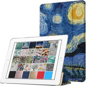 DuraSafe Cases for iPad 5 2017 iPad 6 2018-9.7 Inch A1893 A1822 A1954 MP242LL/A MP252LL/A MPGA2LL/A MRM52LL/A MR702LL/A MR6Y2LL/A Printed Slim PC Dual Angle Stand Clear Flip Back Cover - Starry Night