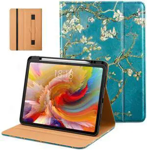 DTTO for iPad Pro 13 inch Case (M4) 2024, Premium Leather Business Folio Stand Cover with Pencil Holder - Auto Wake/Sleep and Multiple Viewing Angles, Built in Hand Strap & Pocket, Blossom
