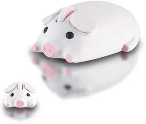 elec Space Cute Pig Design Wireless Mouse Dual Mode Bluetooth & USB Mouse, Silent Operation, Ergonomic, Perfect for Laptops & PCs, Ideal Gift for Animal Lovers and Kids (White)
