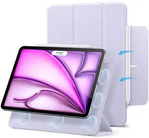 ESR for iPad Air 13 Inch Case M3/M2 (2025/2024), iPad Pro 12.9 6th/5th/4th Gen, Powerful Magnetic Attachment, Slim Trifold Stand Case, Supports Pencil Pro & USB-C, Rebound Series, Light Purple