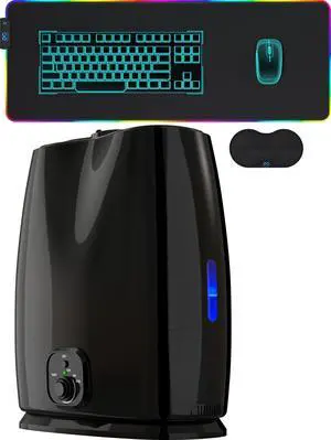 Everlasting Comfort Gaming Mouse Pad & Bedroom Humidifier Bundle- RGB Desk Mat and Quiet Air Humidification for Enhanced Gaming and Relaxation