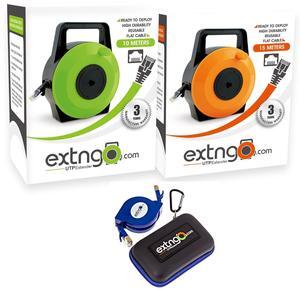 EXTNGO Retractable Ethernet Cables Bundle, 50 Feet (15 Meter) + 30 Feet (10 Meter) CAT 6 Flat Internet Extensions, Plus an Extra 4 Ft CAT7 Retractable Patch Cord for Day to Day Technical Battles