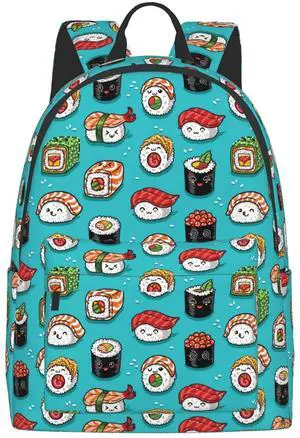 FeHuew 16 inch backpack funny Food Cute Sushi Laptop Backpack Full Print School Bookbag Shoulder Bag for Travel Daypack