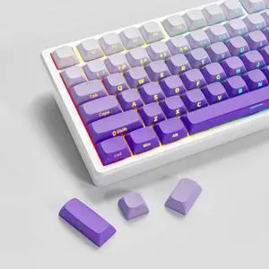 FLAMING SKOUL Side Printed Keycap Set - Gradient 136 Key, Double Shot Shine Through Custom Keycaps, Custom Keyboard Keycaps Set, OEM Cherry MX Mechanical Keyboard (Lavender)