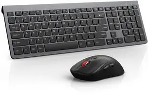 GAMCATZ Wireless Keyboard and Mouse Combo,Quiet Click,Full Size Design with Number Pad,Ergonomic Mouse with 5 DPI,Sleep Mode-2.4G Silent Portable Cordless Combo for Laptop/PC/Computer/Mac(Grey)