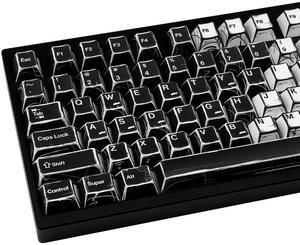 GEKUCAP PBT Keycaps, Black and White Japanese Manga Keycaps Set, 135 Keys Cherry Profile Dye Sub Custom Keycap Minimalis Keyboard Key caps for 60%, 65%, 75%, 100% Cherry MX Mechanical Keyboard