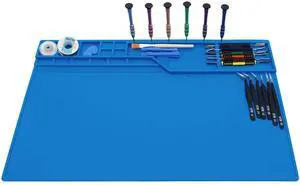 Hengtianmei Heat Insulation Silicone Repair Mat with Scale Ruler and Screw Position for Soldering Iron, Phone and Computer Repair Size: 22 x 14 Inches (H-203)