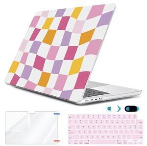 HOHAIYOO Compatible with MacBook Pro 16 inch Case 2024 2023 2022 2021 Release M4 A3186 A3403 M3 A2991 M2 A2780 M1 A2485, Hard Case Shell+Keyboard Cover+Screen Protector+Webcam Cover, Lattice