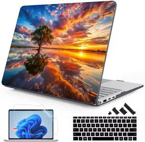 ICEKEE Case for 13.8 inch Microsoft Surface Laptop 2024 Windows 11 AI PC Surface Laptop 7 Cover Fits Model 2036, Keyboard Cover +Screen Protector +Dust Plugs, Tree Landscape