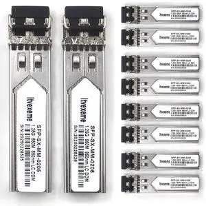 10 Pack 1.25G Multimode SFP LC Module, 1000Base-SX Gigabit Fiber Transceiver, 850nm MMF, 550m, for Router, Network Card, Switch, Firewall etc