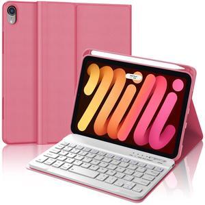 for iPad Mini 7th Gen 2024 (A17 Pro) 2024 & Mini 6 2021 case with keyboard 8.3 inch, Detachable Bluetooth Keyboard, Thin & Light Folio Cover, Wireless Keypad for A17 8.3'' Case with Pen Slot, Red
