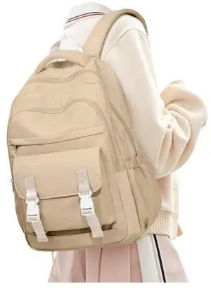 KEYEMP Travel Laptop Backpack for Women,Carry on Bags for Airplanes Men Work Cute Aesthetic Backpack,Large Casual Daypack College Personal item Bag,Khaki