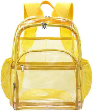 KUI WAN Clear Backpack, Clear Book Bag Stadium Large See Through Backpack Heavy Duty Transparent Clear Bag for Work, School