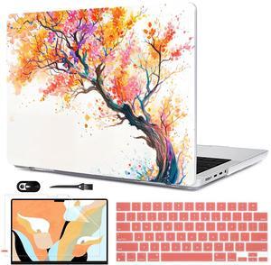 LCMOCICO Compatible with MacBook Pro 14 inch Case M4 2024 2023 2022 2021 Release A3112 A3185 A3401 M3 A2918 A2992 M2 A2779 M1 A2442 Pro/Max Chip, Pattern Plastic Hard Shell Cover, Phoenix Tree Flowers