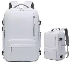 LydeLog Travel Backpack,Travel Laptop Backpack with USB Charging Port,Suitable for travel, business trips, outdoor etc (Light grey)