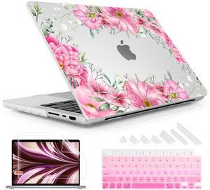 May Chen Case for M4 MacBook Pro 16 inch, Surface Hard Shell Cover with Screen Protector & Keyboard Cover, Beautiful Flower