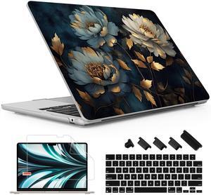 May Chen for MacBook Air M4 M3 M2 13.6 inch Case 2025 2024 2023 2022 Release, Models: A3240 A3113 A2681, Flexible Plastic Case for M4 13.6" Laptop, Hard Shell with Keyboard Cover, Painted Flowers