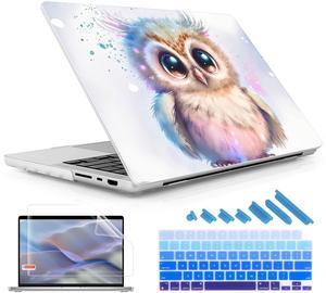 May Chen Case for M4 MacBook Pro 16 inch, Surface Hard Shell Cover with Screen Protector & Keyboard Cover, Baby Owl